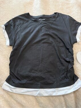 Black Crop Tee with White Trim